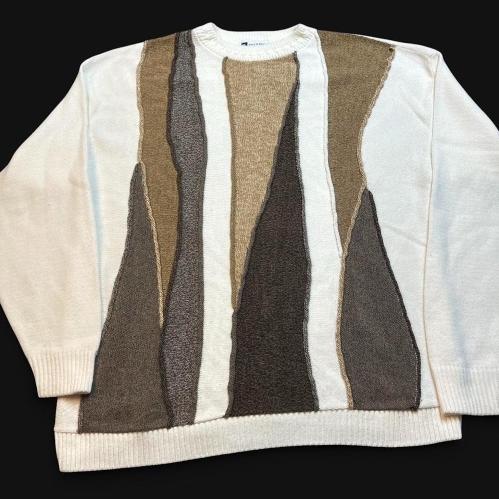 Vintage Bachrach 3D knit grandpa grunge knitted sweater made in USA large READ